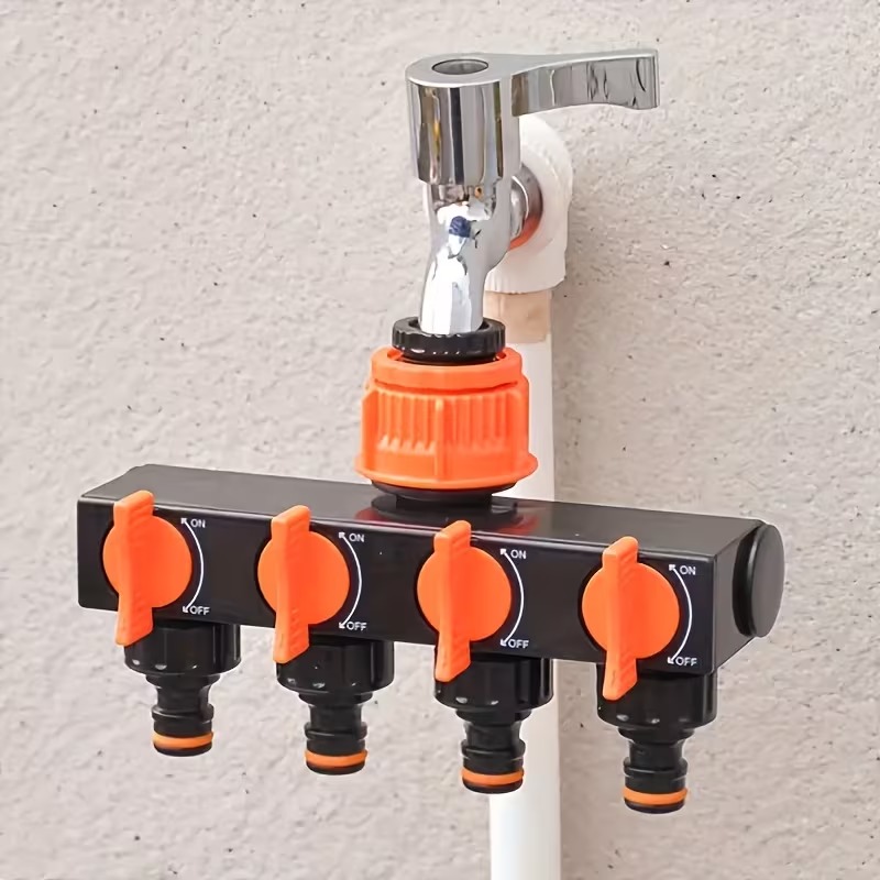 4-Way Hose Splitter with Independent Shut-Off Switches