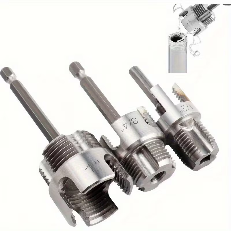 3-Piece Drill-Compatible Pipe Threading Tool